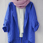 Одежда handmade. Livemaster - original item Blue linen cardigan jacket. Handmade.