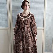 Одежда handmade. Livemaster - original item Patterned warm cotton dress for spring. Handmade.