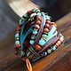 Wide leather bracelet with stones 'Watercolors of joy'. Bead bracelet. Ekaterina Rud ( stylish stones ). Online shopping on My Livemaster.  Фото №2