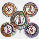 "Африканский танец" набор из 5 тарелок на стену, Тарелки декоративные, Краснодар,  Фото №1