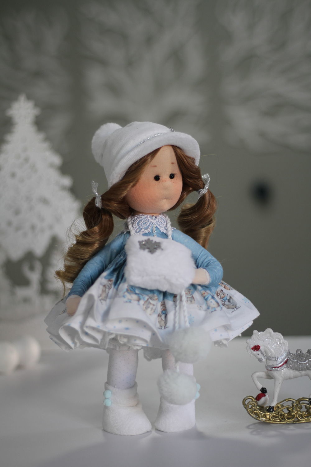 Барышня с муфтой ! Интерьерная текстильная кукла, Интерьерная кукла, Новосибирск,  Фото №1