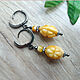 Earrings 'Carved berries' amber black accessories YUK. Earrings. Frollena II. Natural Baltic amber. My Livemaster. Фото №4