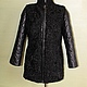 Lightweight and warm coat of Karakul with leather quilted sleeves length 70 cm, possible tailoring of any length, any sleeve, the model is fitted with a zipper.The jacket is sewn on the measurements, 