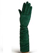 Винтаж handmade. Livemaster - original item Size 7. Winter long gloves made of natural green velour. Handmade.