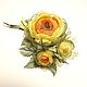 Brooch Sunny Persimmon Handmade flowers made of fabric, Brooches, St. Petersburg,  Фото №1
