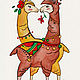  Lamas in love, watercolor, painting for children. Pictures. Belasla. My Livemaster. Фото №5