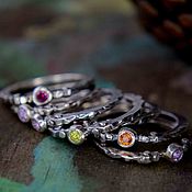 Украшения handmade. Livemaster - original item Silver ring with natural stones, silver rings for women. Handmade.