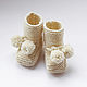Пинетки вязаные цвета слоновой кости с помпонами. Пинетки. Baby Booties. Ярмарка Мастеров.  Фото №6