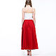 bright red boho skirt made of 100% linen. Skirts. etnoart. My Livemaster. Фото №5