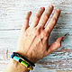 Braided leather and thread bracelet rainbow dotted, Cuff bracelet, Ulyanovsk,  Фото №1