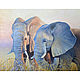 Картина маслом на холсте: "Слоны на закате", Картины, Москва,  Фото №1