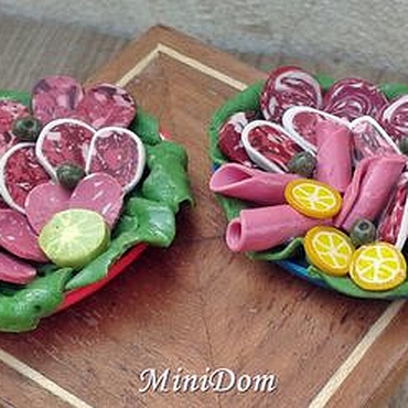 Куклы и игрушки ручной работы. Ярмарка Мастеров - ручная работа Мясная нарезка для кукольной миниатюры - Еда для кукол. Handmade.