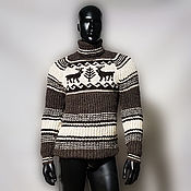 Мужская одежда handmade. Livemaster - original item Wool knitted sweater with deer. Handmade.