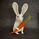 Белый кролик, Войлочная игрушка, Верхнеднепровский,  Фото №1