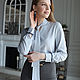 MARGARET blouse in grey-blue cotton, Blouses, Moscow,  Фото №1
