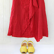 Одежда handmade. Livemaster - original item Boho style skirt made of red linen. Handmade.
