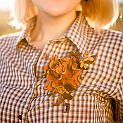 Украшения handmade. Livemaster - original item Red autumn leather decoration. Brooch, hair clip or clip.. Handmade.