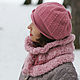 Женская шапка берет снуд шарф теплый варежки вязаный комплект на зиму. Варежки. Вязаные футболки, топы, джемпера от 'Azhurles'. Ярмарка Мастеров.  Фото №6