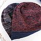 Кашемировая шапка, Сине-терракотовый меланж, 56 размер. Шапки. ramremik-knitting-cashmere. Интернет-магазин Ярмарка Мастеров.  Фото №2