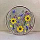 Botanical panel 'Sunflowers and cornflowers' in a round frame. Stained glass. НЕТ ВОЙНЕ (herbarista). Online shopping on My Livemaster.  Фото №2