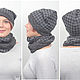 Set hat Snood or scarf gray-black crow's foot. Headwear Sets. Yana Levashova Fashion. My Livemaster. Фото №6