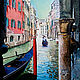 Картина маслом на холсте Венеция, поездка на гондоле, морской пейзаж, Картины, Москва,  Фото №1