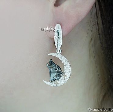  ручной работы. Ярмарка Мастеров - ручная работа Серьги с волками Сумерки. Handmade.