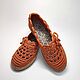 Knitted fishnet slip-ons, orange cotton, Sleepers, Tomsk,  Фото №1
