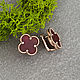 Elegant clover earrings with carnelian in rose gold 585, Earrings, Ekaterinburg,  Фото №1