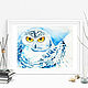 White owl, watercolor painting, watercolor paintings, Pictures, Moscow,  Фото №1