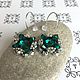Серьги с кристаллом изумрудного цвета. Серьги классические. Tanika_craft. Интернет-магазин Ярмарка Мастеров.  Фото №2