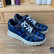 Обувь ручной работы handmade. Livemaster - original item Sneakers, genuine crocodile leather, dark blue color.. Handmade.