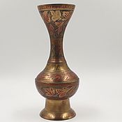 Винтаж handmade. Livemaster - original item Antique vase, India, 1960s, Brass. Handmade.