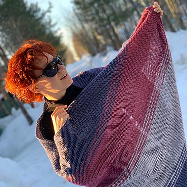 Аксессуары ручной работы. Ярмарка Мастеров - ручная работа Бактус вязаный женский МАРСЕЛЬ джинс. Handmade.