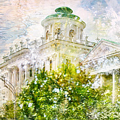 Картины и панно handmade. Livemaster - original item Photo painting city architecture of Moscow Bouquet of spring Impressionism. Handmade.