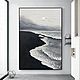 Черно белая картина Морская волна Картины маслом на заказ, Картины, Новосибирск,  Фото №1