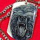  Bear badge painted – men's jewelry. Pendant. lacquer miniature. My Livemaster. Фото №4