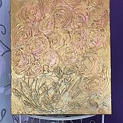 Картина-панно абстрактная с золотом на подрамнике «В золоте» 60х50
