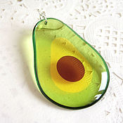 Украшения handmade. Livemaster - original item Transparent Resin Earrings Green Avocado Fruit with Bone Boho Eco. Handmade.