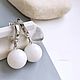 Earrings with white agate balls on the clasps casual classic. Earrings. LovelyStones. Online shopping on My Livemaster.  Фото №2
