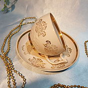 Винтаж: Чайные пары лфз Золотые листочки позолота клеймо