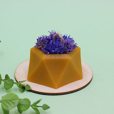 Сувениры и подарки ручной работы. Ярмарка Мастеров - ручная работа Свеча желтая с цветами. Handmade.