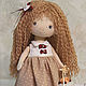 Little doll Katya. Interior doll with brown eyes in beige dress. Dolls. CountryKids - doll with a soul. Online shopping on My Livemaster.  Фото №2