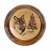 Тарелка декоративная в деревянной раме "Корабли в море" 30см