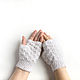Белые короткие ажурные митенки. Митенки. Теплые вязаные аксессуары (netti-knitting2). Ярмарка Мастеров.  Фото №4