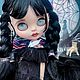 Кукла блайз Wednesday Addams (Уэнздей) по мотивам популярного фильма. Портретная кукла. Юлия. Интернет-магазин Ярмарка Мастеров.  Фото №2