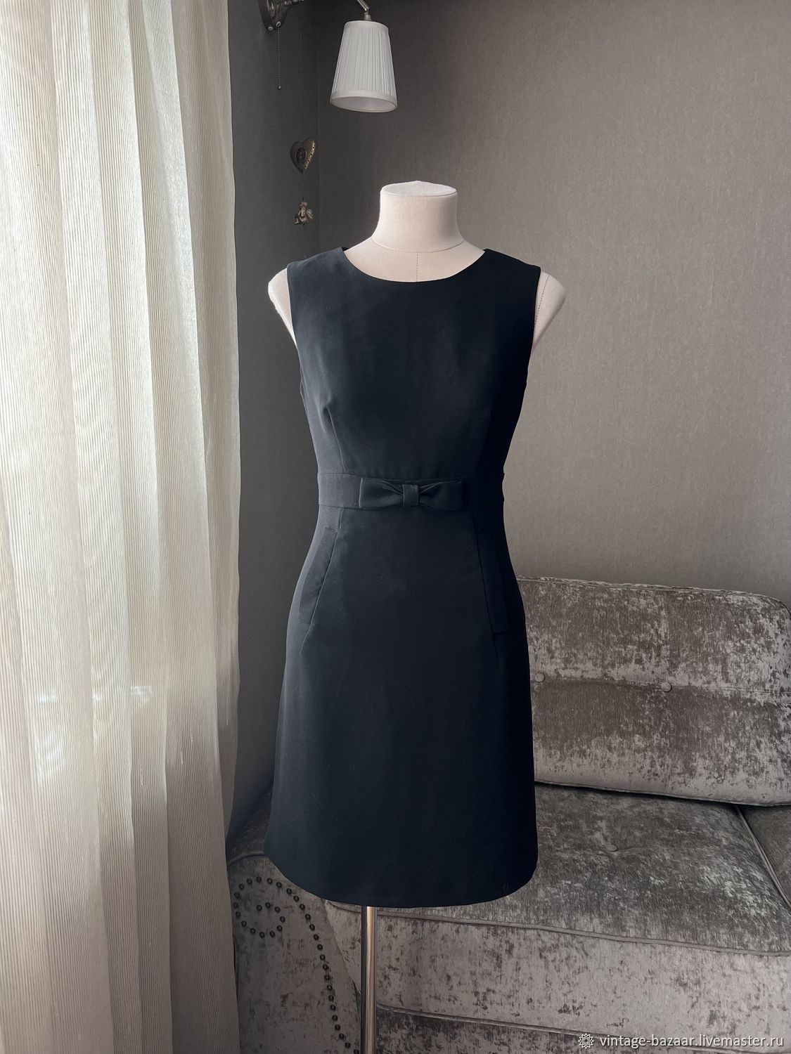 Винтаж: Маленькое чёрное платье. С бантиком на талии по классике) 46 в ...