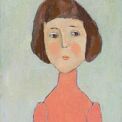 Картина маслом "Девочка в бирюзовом платье."