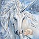 Белый единорог Белый конь Белая Лошадь Конь и Девочка девушка Картина в единственном экземпляре. 
Художник Юлия Ольховая