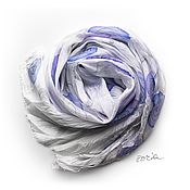 Коричневый шелковый шарф эко принт, Шарф ручной работы, Женский шарф
